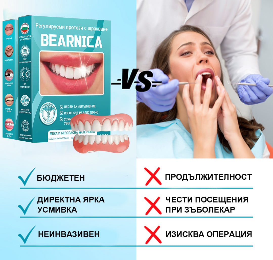 🦷𝑩𝒆𝒂𝒓𝒏𝒊𝒄𝒂™  Комплект протези със силиконова облицовка (⏰Ограничено време за отстъпка, само за 30 минути⏰)